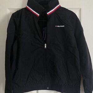 Tommy Hilfiger Black Jacket with Red and White Trim Womens MED